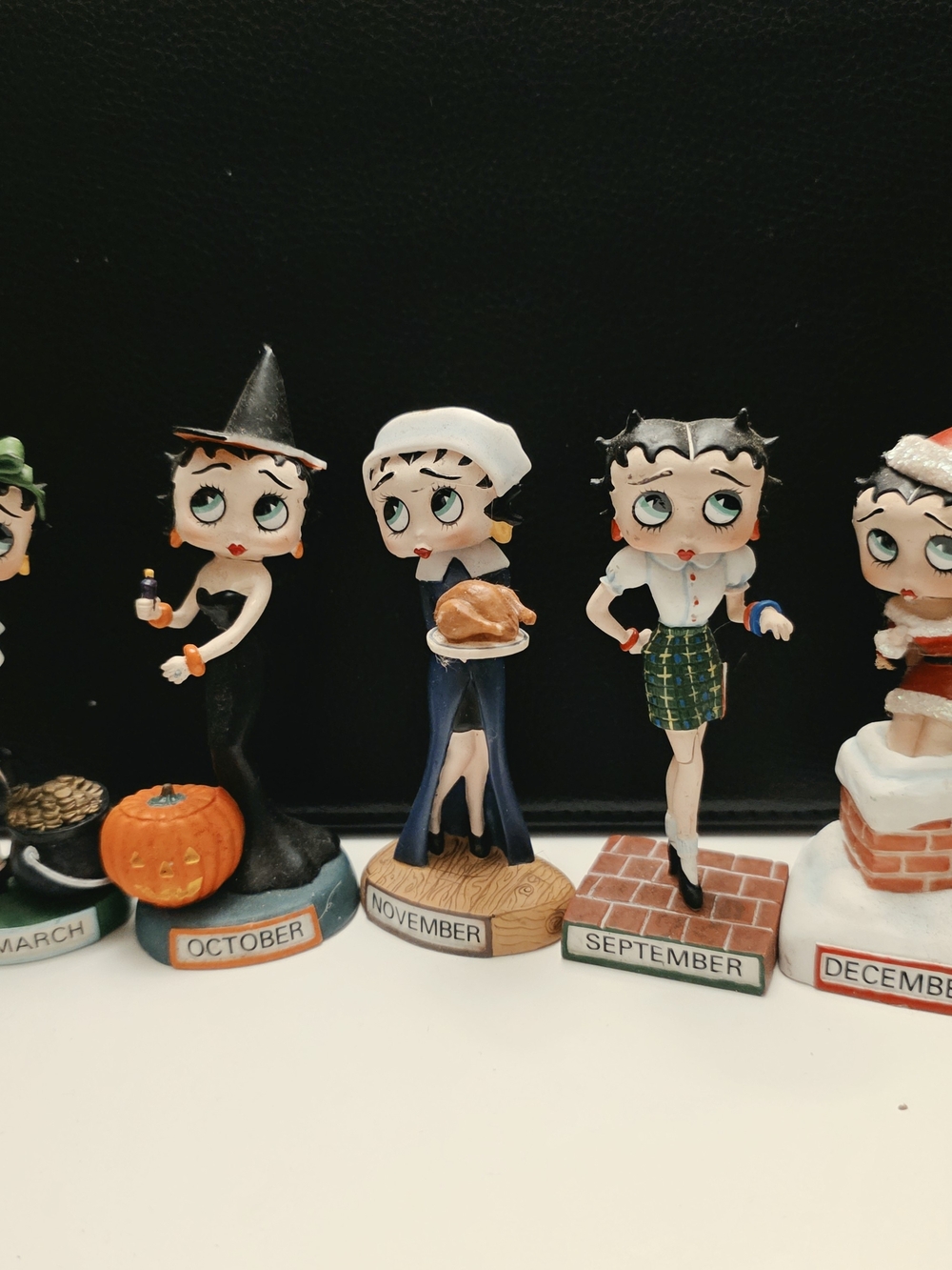 Betty Boop Figurines - Navy, White, Black, Orange
